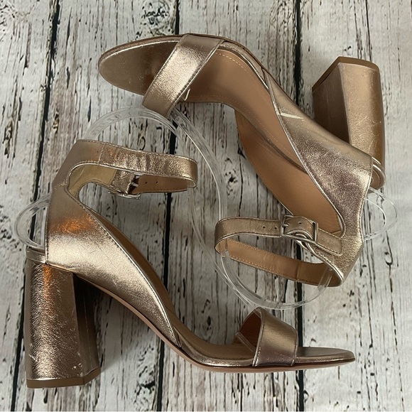 Lewit “Guilia” Heeled Sandals Rose Gold Leather Ankle Wrap Heels 38.5 - 7.5 - Picture 8 of 11